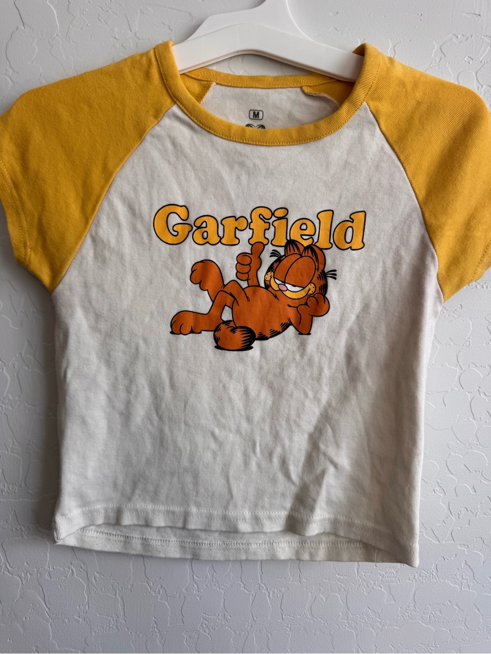 Garfield Kids and Raglan Tee in White and Yellow Crop